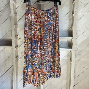 Elastic waist vintage printed skirt